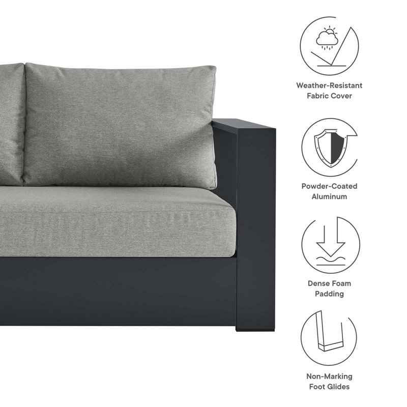 Tahoe Gray Aluminum Outdoor Sectional Sofa with Cushions