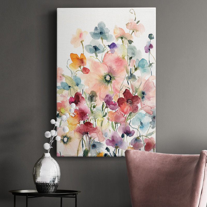 Poppies and Sweetpeas - Toile tendue avec châssis de qualité supérieure - prête à être accrochée