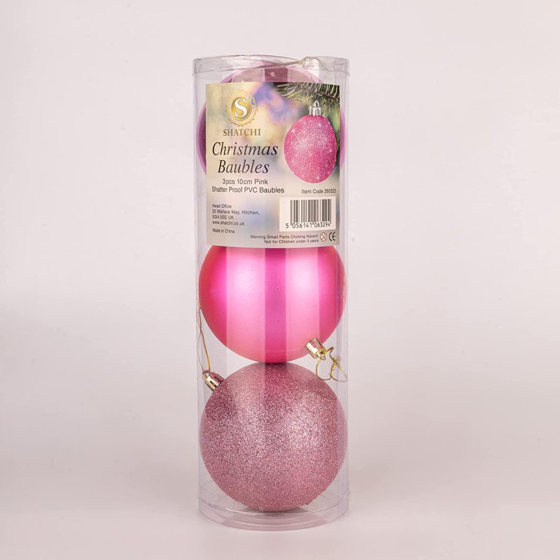 Polyvinyl Chloride (PVC) Ball Ornament, 10cm H x 10cm W x 10cm D, Pink