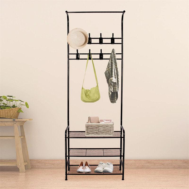 Roslindale Iron Freestanding Coat Rack, Black