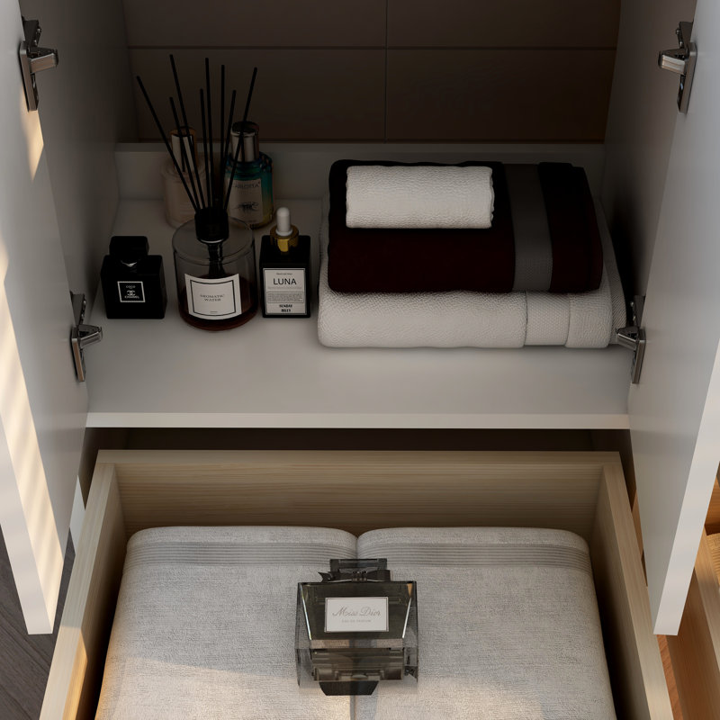 Meuble-lavabo simple 35,4 po avec dessus Victoria, Blanc lustré