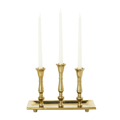 Aluminum Metal 3 Candle Decorative Candelabra with Candle Plate