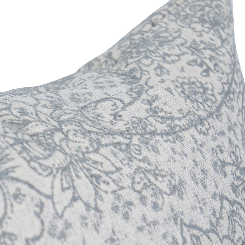 Gray and White Jacquard Square Throw Pillow with Insert