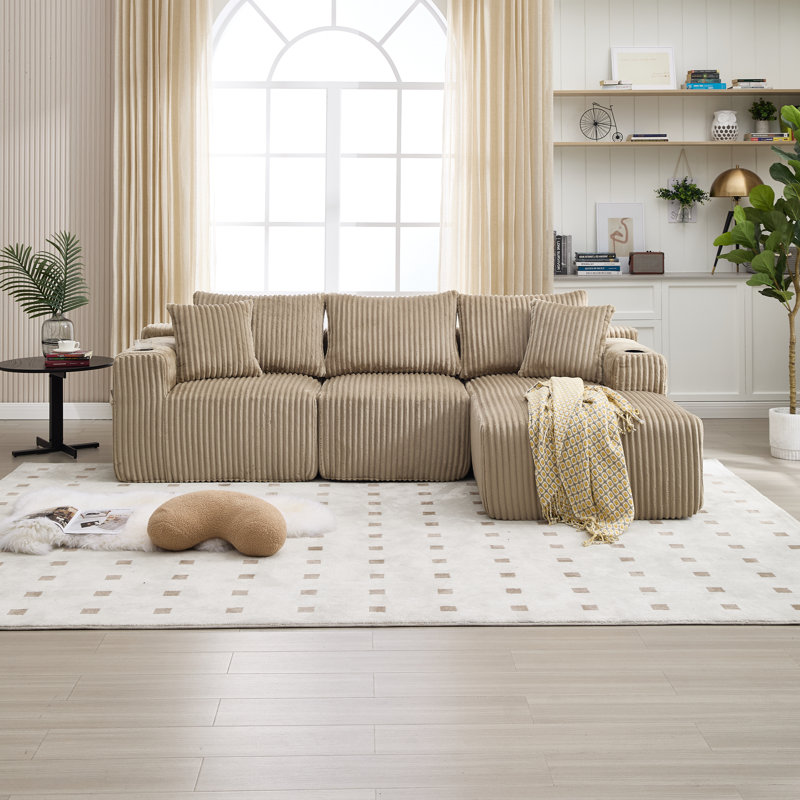 3 Seater Corduroy Sofa, Brown