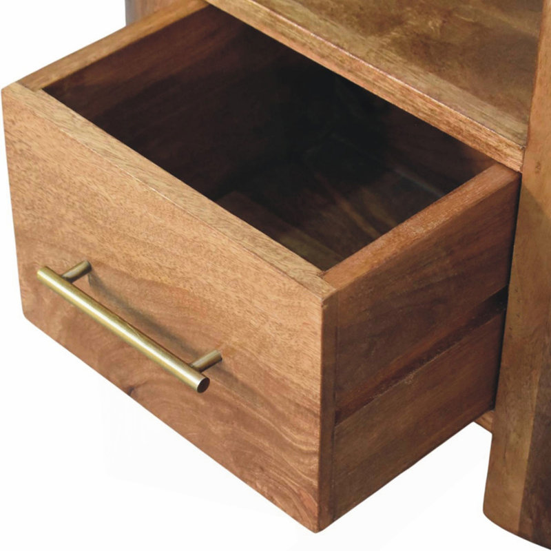 Chevet sculpté en bois massif, brun