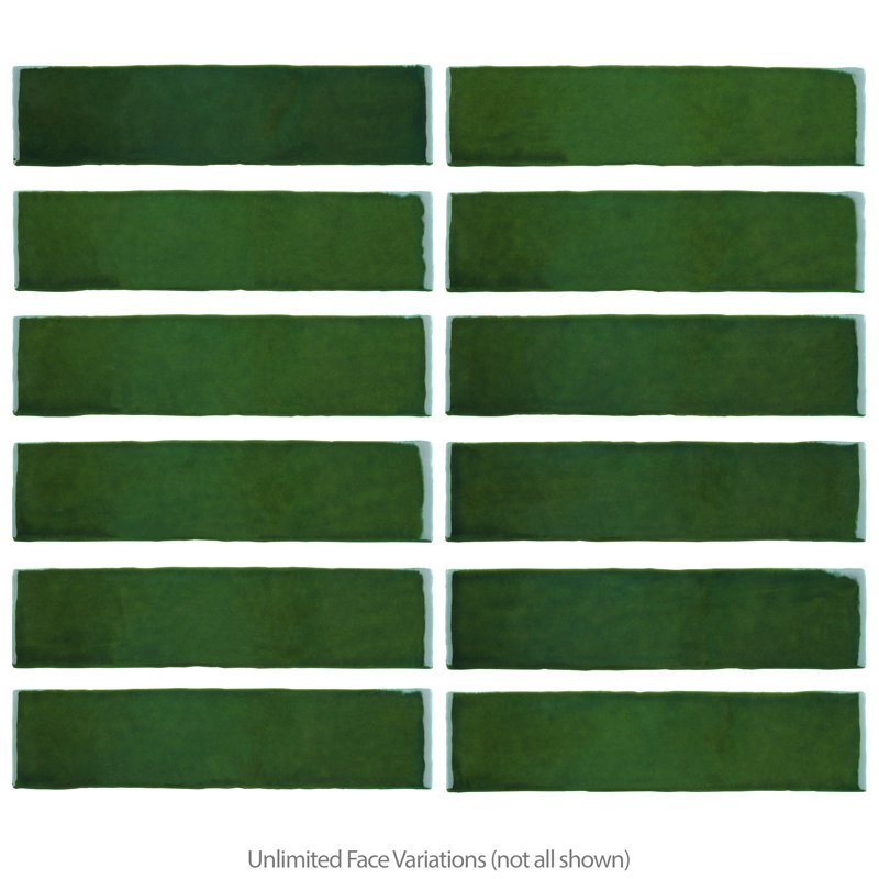 Viva Antic 3" x 12" Ceramic Subway Tile, Green
