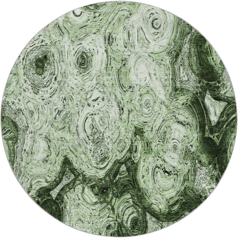 Tapis à poils longs lavable à la machine de qualité supérieure ADS579, Green, 8' Round