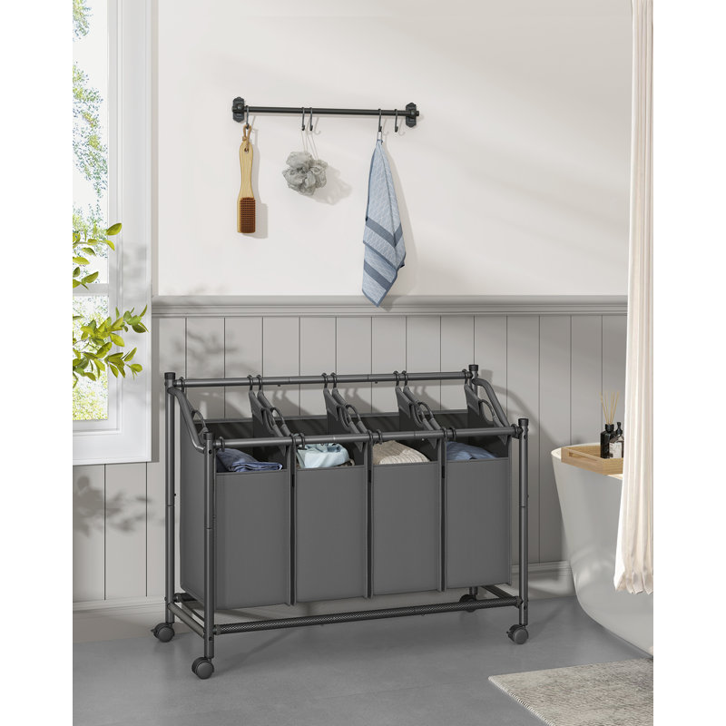 Rolling Laundry Hamper, Slate Grey