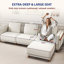 Canapé modulaire modulaire: canapé de luxe 121 pouces avec repose-pieds, 70% coussins rembourrés en duvet, amovible et lavable, canapé en lin ultra-doux, très grand canapé de salon blanc