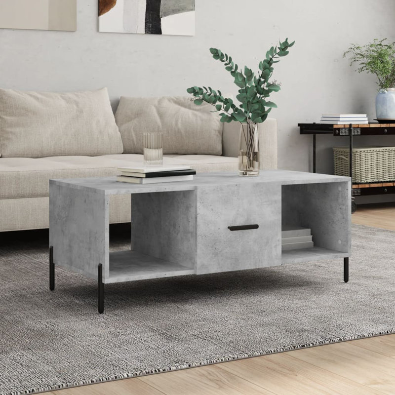 Aunterrio Four Leg Coffee Table with Storage, Concrete Grey