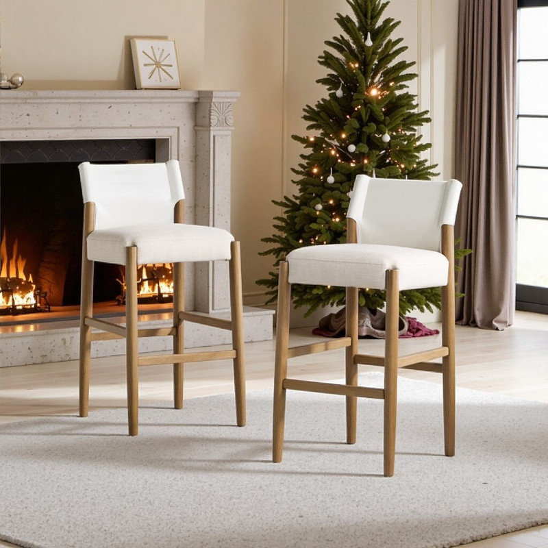 Ensemble de 2 tabourets de bar avec coussin en polyester 37H pour îlot de cuisine
