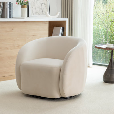 Fauteuil demi-tonneau pivotant en velours Arrun