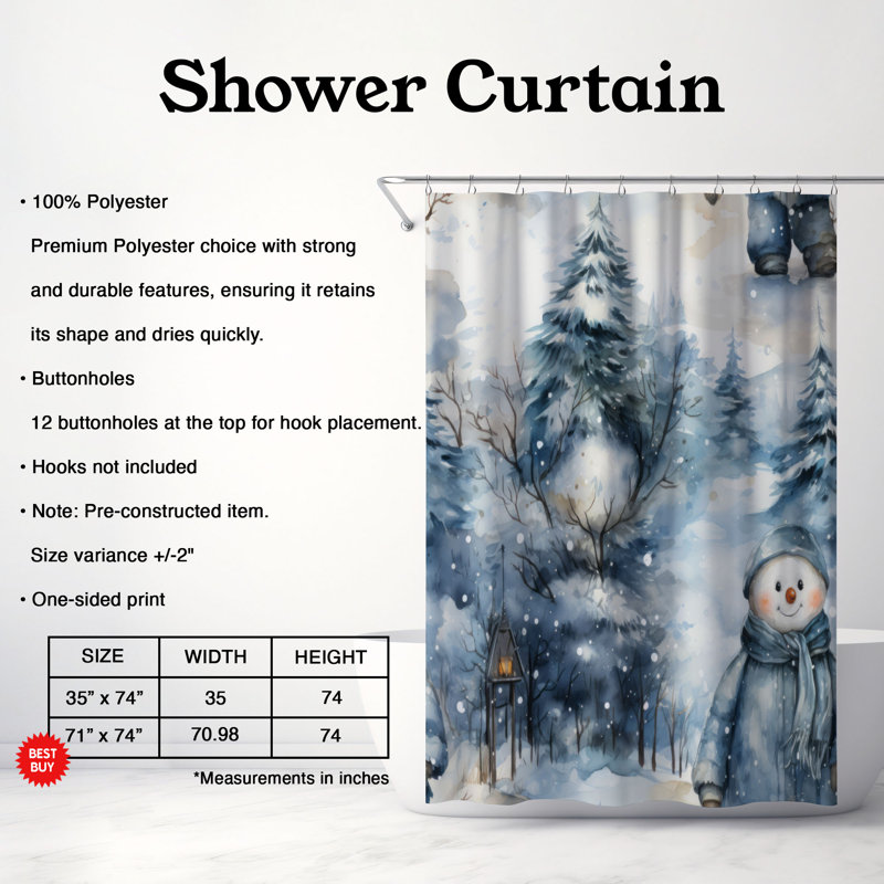 Rideau de douche Wintry, H 74 po x l 71 po