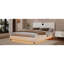 Lit luxueux avec revêtement en similicuir, lumières DEL pour une chambre éblouissante, tête de lit épaisse, haut-parleurs, sans sommier, texture blanche, lumières, épaissie-1880350260