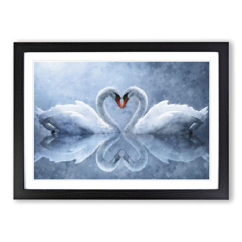 White Swan Vol.3 - Picture Frame Painting, 48cm H x 65cm W x 2cm D, Black Framed