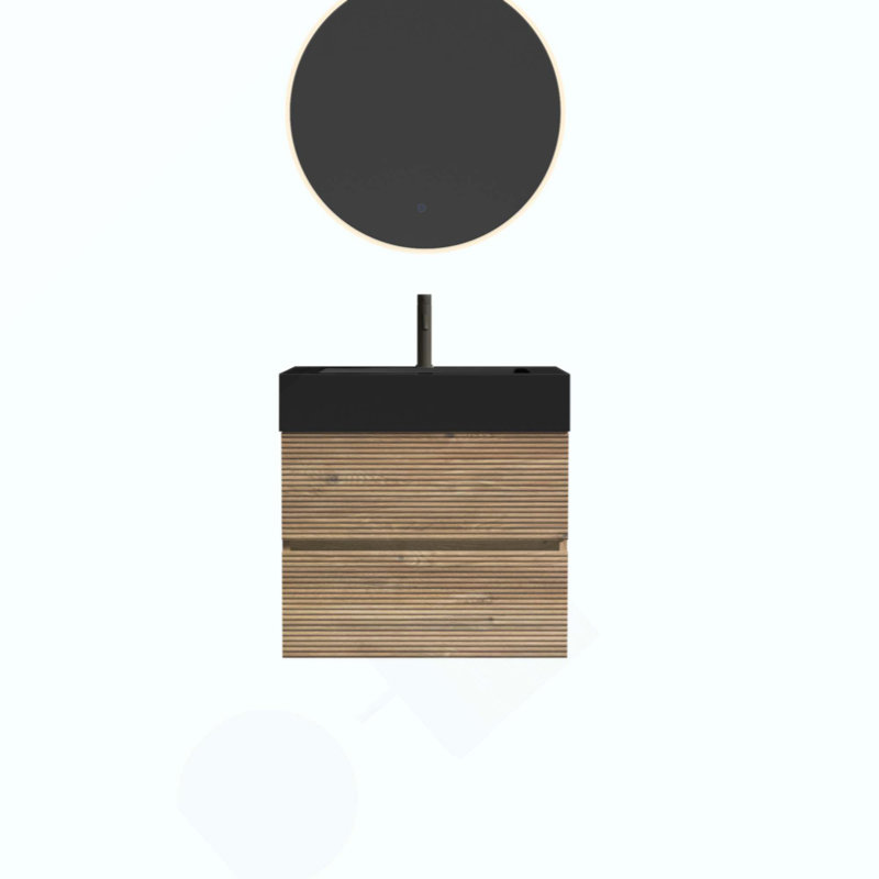 Meuble-lavabo de salle de bain avec lavabo à quartz d'ingénierie et tiroirs souples, meuble-lavabo mural flottant pour salle de bain moderne, lavabo une pièce sans drain ni robinet