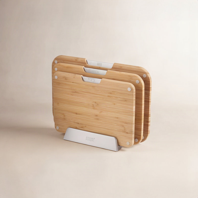 Ensemble de planches à découper en bambou 3 pièces avec support Joseph Joseph