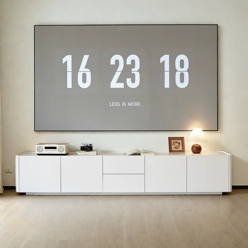 Meuble télé avec rangement crème, 70.86''