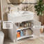 Meuble-lavabo moderne de 30 po avec lavabo en céramique, meuble-lavabo encastré cannelé, 2 portes et 1 tiroir, meuble de rangement autoportant avec tablette en U réglable, installation facile-81456133