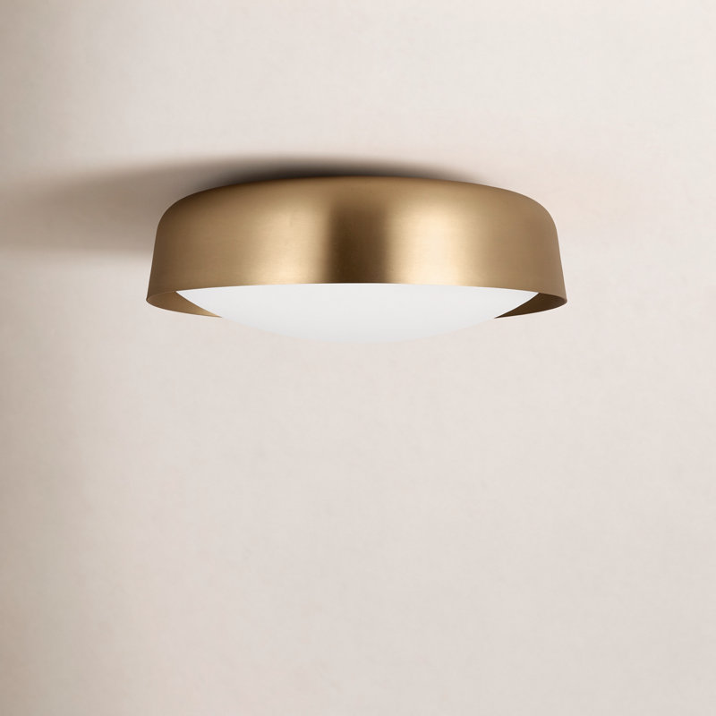 Glass Flush Mount, Burnished Brass