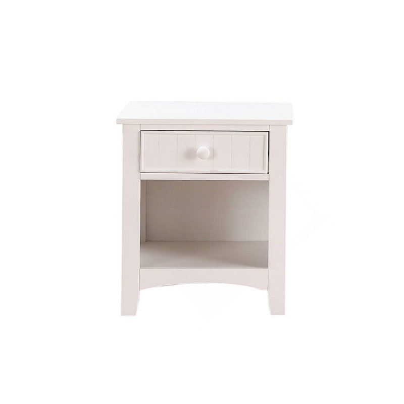 Table de chevet en bois avec un tiroir au fini blanc