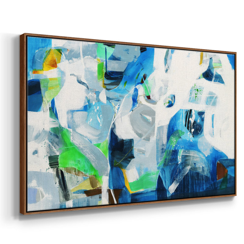 " Down The Rapids ", 25" H x 37" W x 2" D, Walnut Floater Framed Canvas