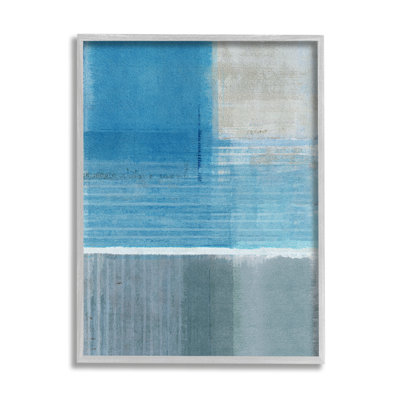 Paysage gris abstrait encadré sur bois