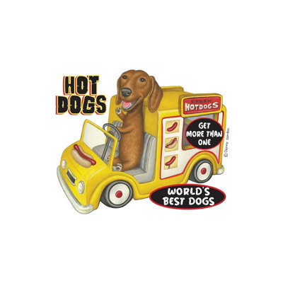 Dachshund In Yellow Hotdog Truck - Wrapped Canvas Print