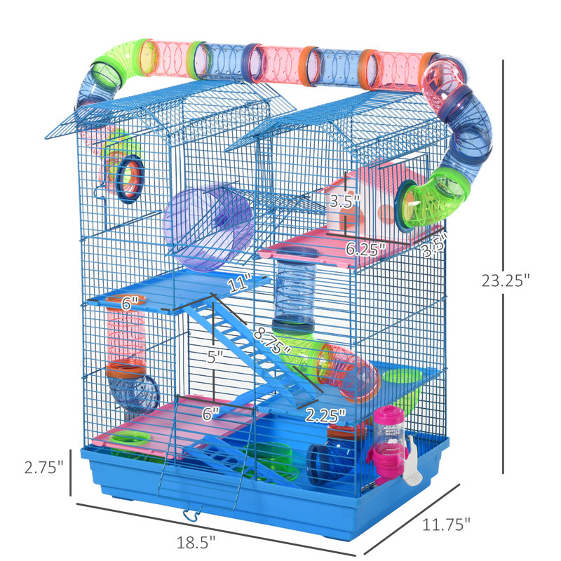 Ming Small Animal Cage with Ramp, Blue