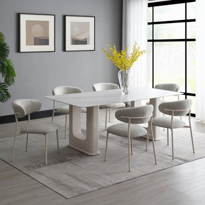 ACME Kalam Dining Table, Ceramic Top & Beige Finish