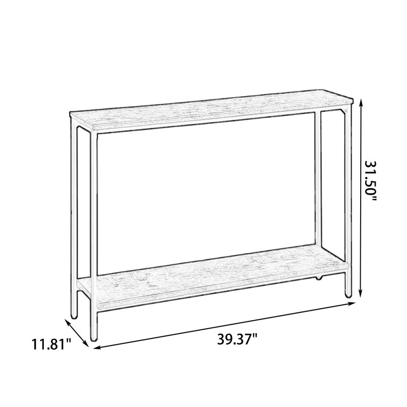 Console rectangulaire en bois massif brun, 31.5"H×39.37"L×11.81"W