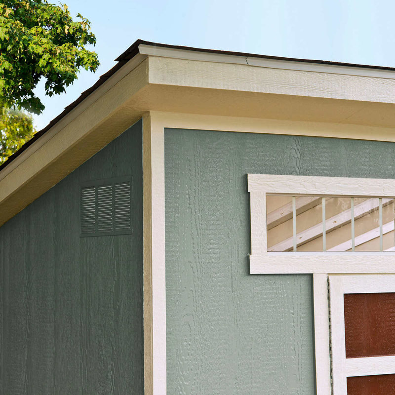 Olympia 10x7.5 Beige Wood Storage Shed with Double Doors