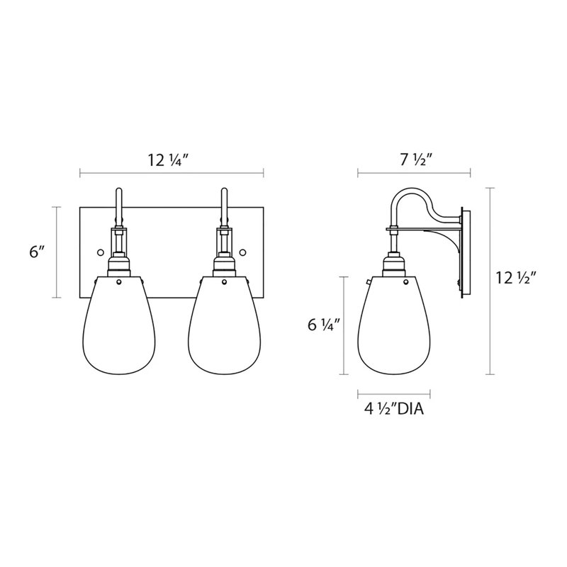 Éclairage pour salle de bain 2 lumières Chelsea