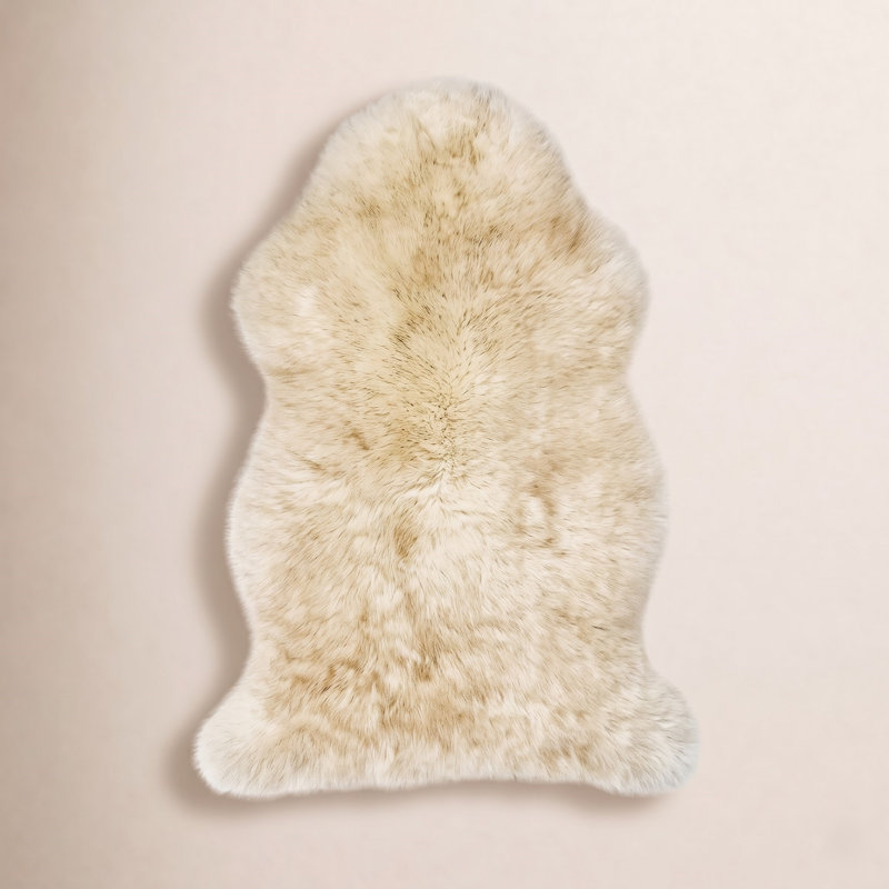 Heitz Yellow Cream Sheepskin Rug, Novelty 2' x 3'