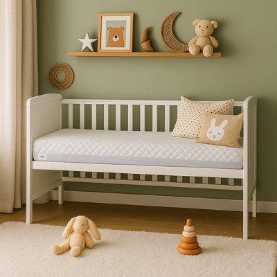 MHG Textiles Baby Cot Bed Mattress – Hypoallergenic, Waterproof & Breathable, Firm Support - Firm Spine Support | Removable Washable Cover | Newborn & Toddler Safe- Fits Standard Cot Bed Size
