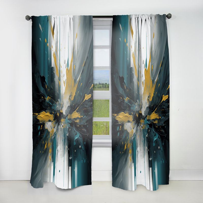 Essence de modernité jaune et verte Lorimer II - rideau en velours moderne - obscurcissant - 1 panneau, L 52 po x L 90 po
