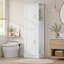 Grande armoire de rangement pour salle de bain, armoire de rangement autoportante avec crochet et tablette réglable, panneau de fibres à densité moyenne-233616569