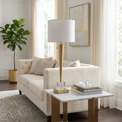 Everly Quinn Allenbie Crystal Buffet Table Lamp In Iron