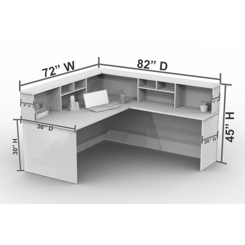 Reception Corner Office Desk Work Stations Furniture Model D76BDABCD32C4D9A909B64C6C0C11874 4Pc Group Contemporary Espresso Color. Included 4Pc Set Furniture Pieces