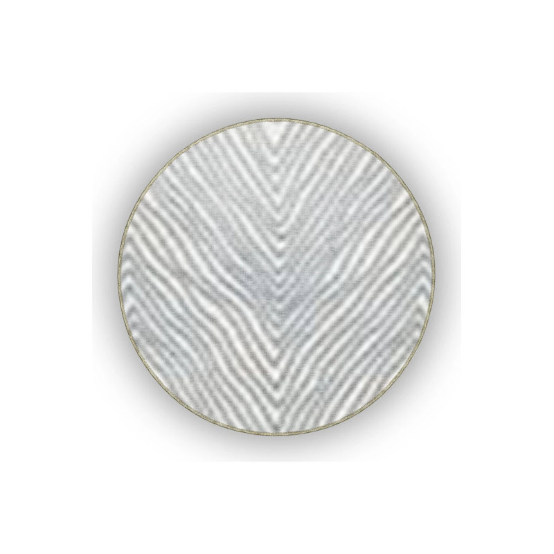 Gray Themed Zigzag Geometric Patterned Creative Modern Decorative Carpet, Round 4'