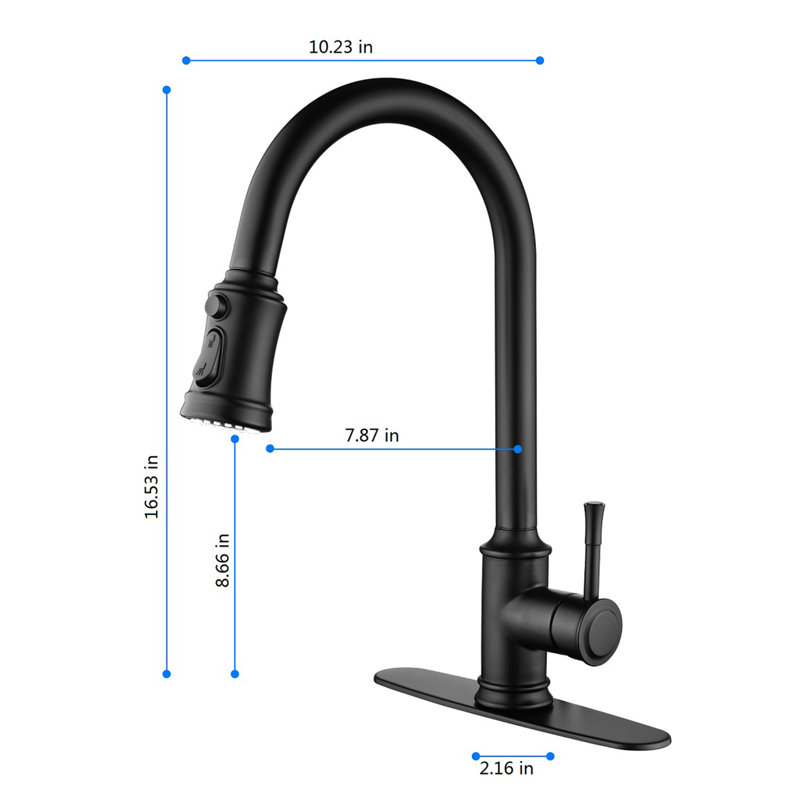 Robinet de cuisine rétractable à poignée simple avec douchette latérale