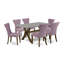 7 Piece Kitchen Table Set Consist of a Rectangle Dining Table with X-Legs and 6 Dahlia Linen Fabric Parson Dining Chairs, Distressed Jacobean-1203062930-1203062957-1203062959