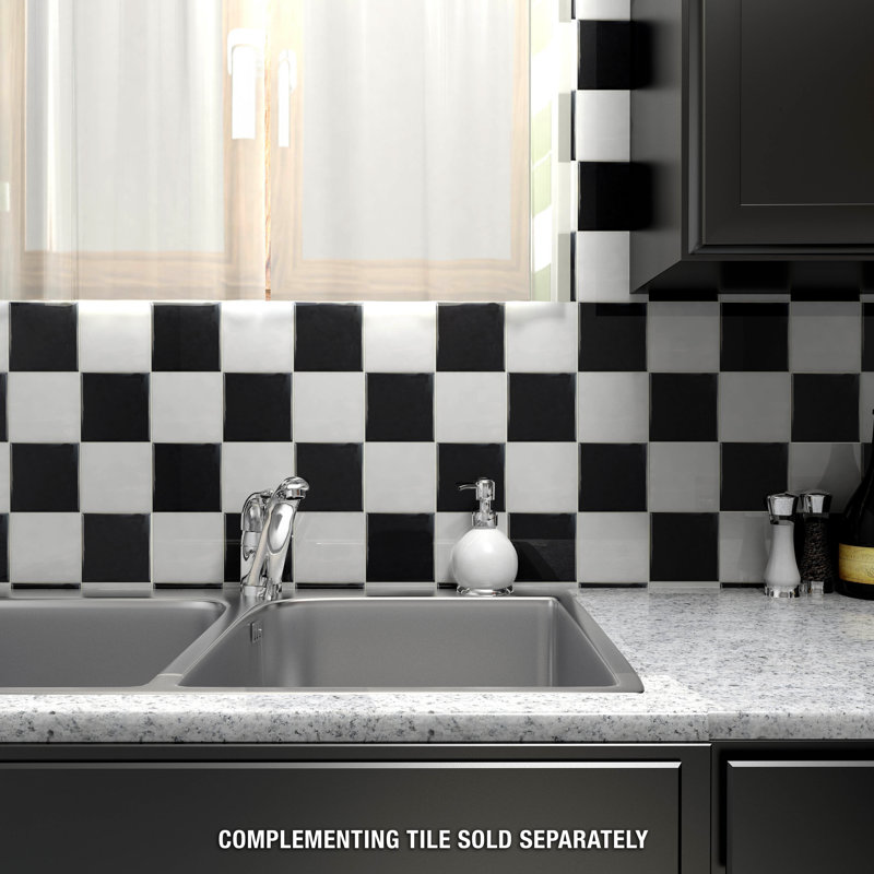 Twist 4" x 4" Ceramic Grid Mosaic Tile, Black Olive