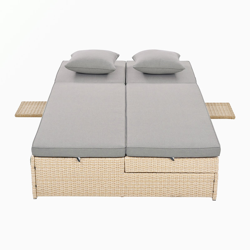77.94'' Wide Patio Daybed with Cushions, Brown