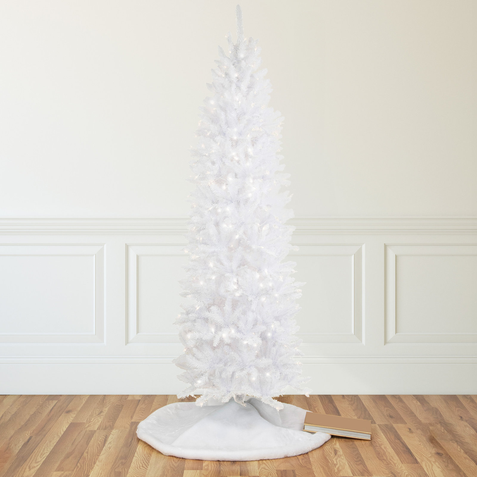 White Pre-Lit Pine Christmas Tree, 9' H