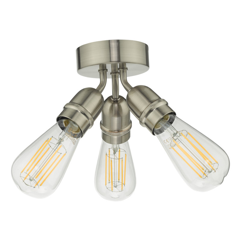 Ostrom Glass Semi Flush Mount, Satin Nickel