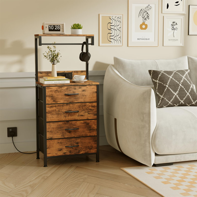 38.5cm W Metal Bedside Table