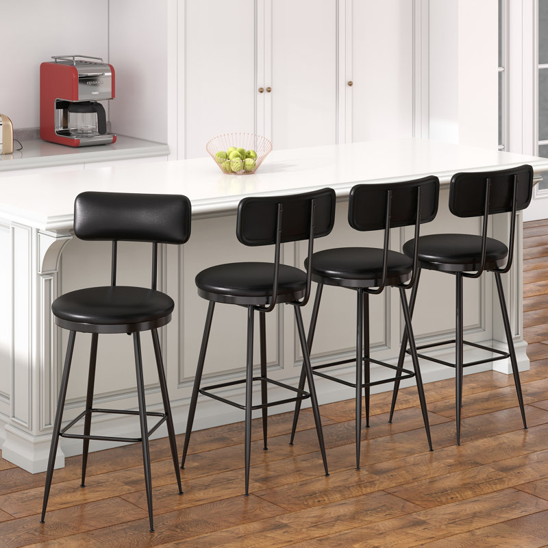 Counter Stool with Metal Frame, 4, Black