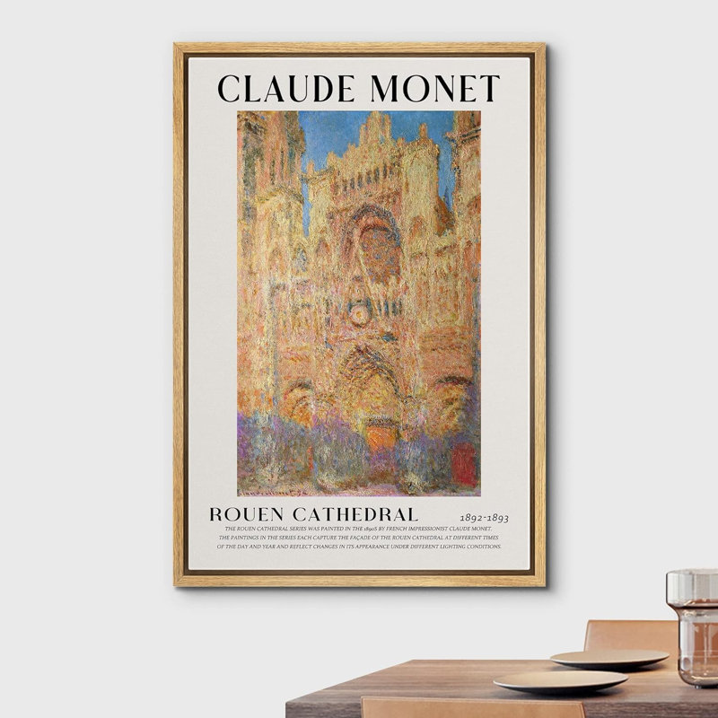 Classical Artwork " Rouen Cathedral " by Claude Monet, Natural, 36" H x 24" W x 1.5" D
