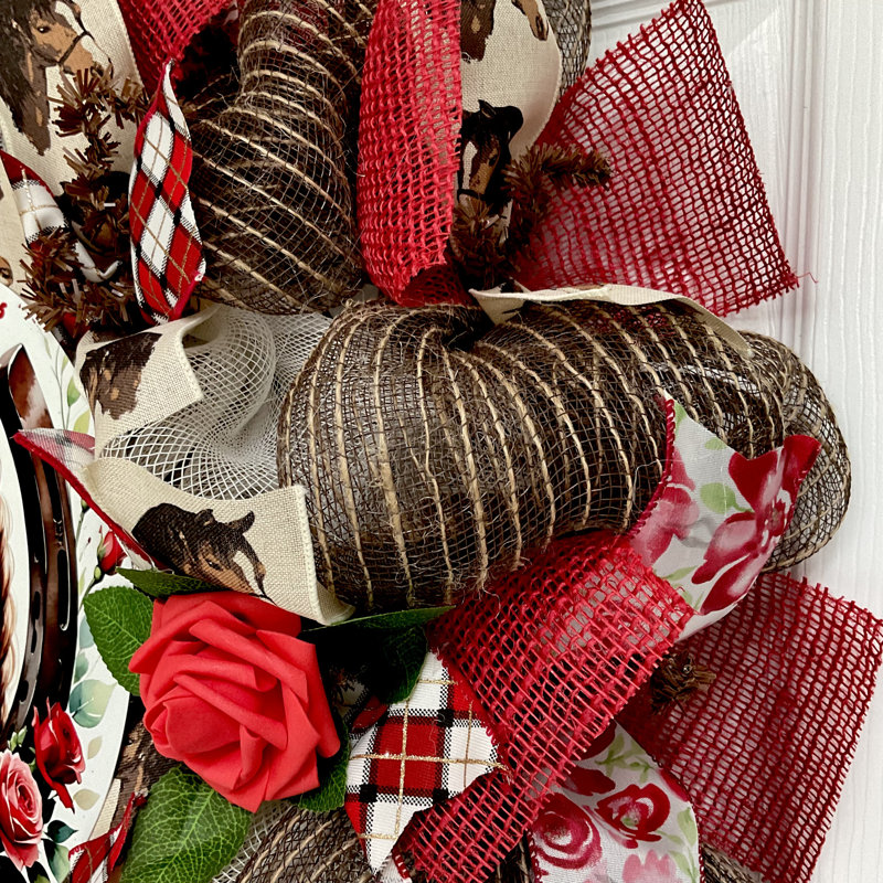 Couronne de course de chevaux avec maille décorative faite à la main Roses